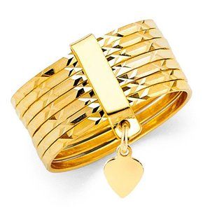 14 KT Gold Fancy 7 Days With Heart Bands Ring